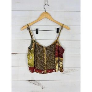 René Derhy Tank Top Womens Medium Multicolor Geometric Button Front Boho Rayon